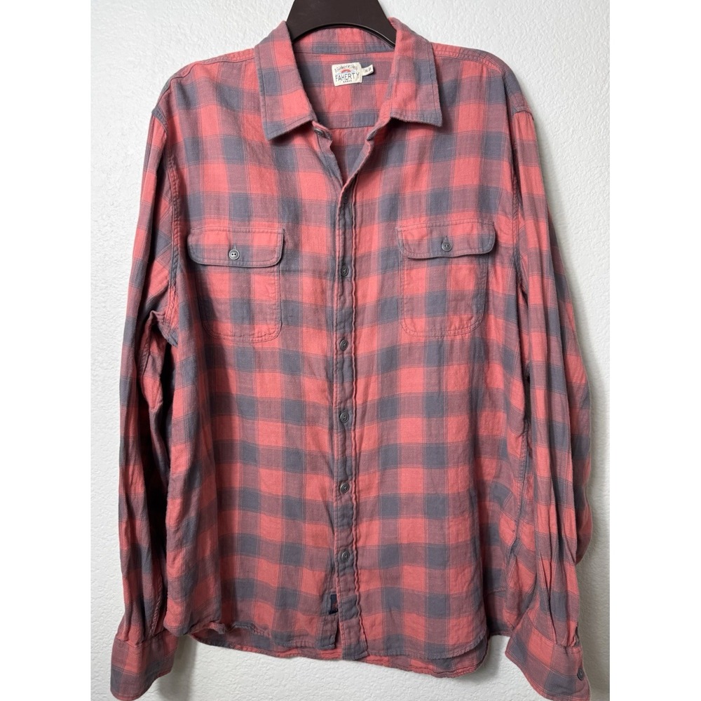 Faherty Legend Shirt Mens XL Super Soft Red Black Buffalo Plaid Sweater Flannel